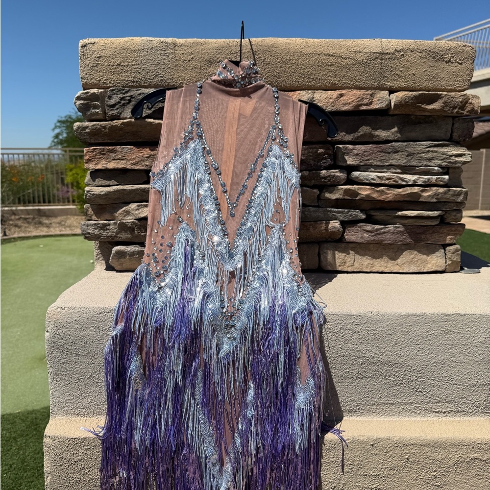 Dress Sparkly Diamante Fringe Sexy Women High Neck one size